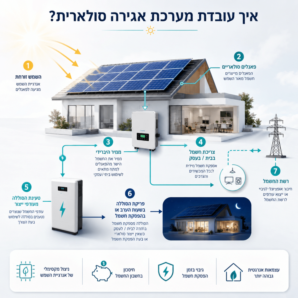 אילך עובדת מערכת אגירה סולארית